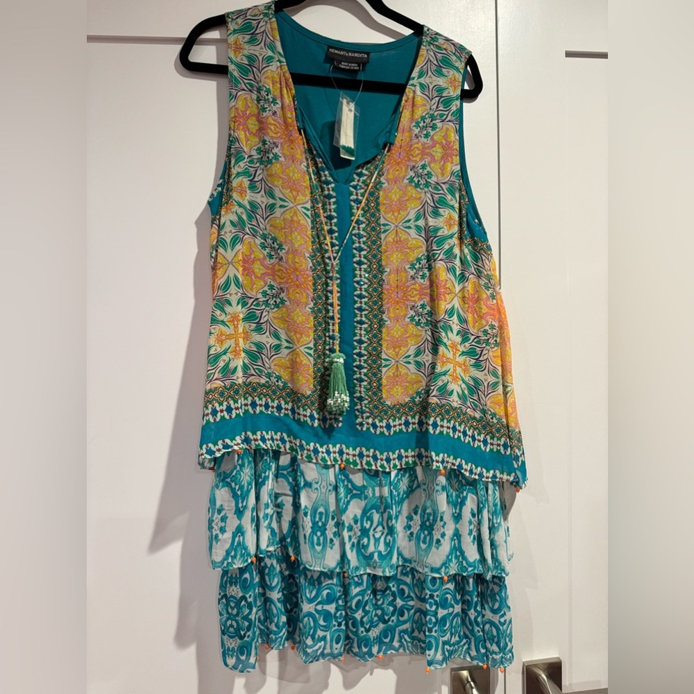 Beautiful Hemant & Nandita sleeveless tiered dress with embellishments size L